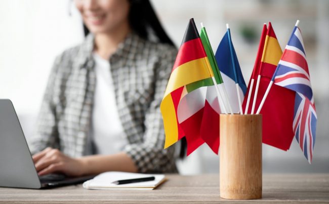 A woman searching for an international school